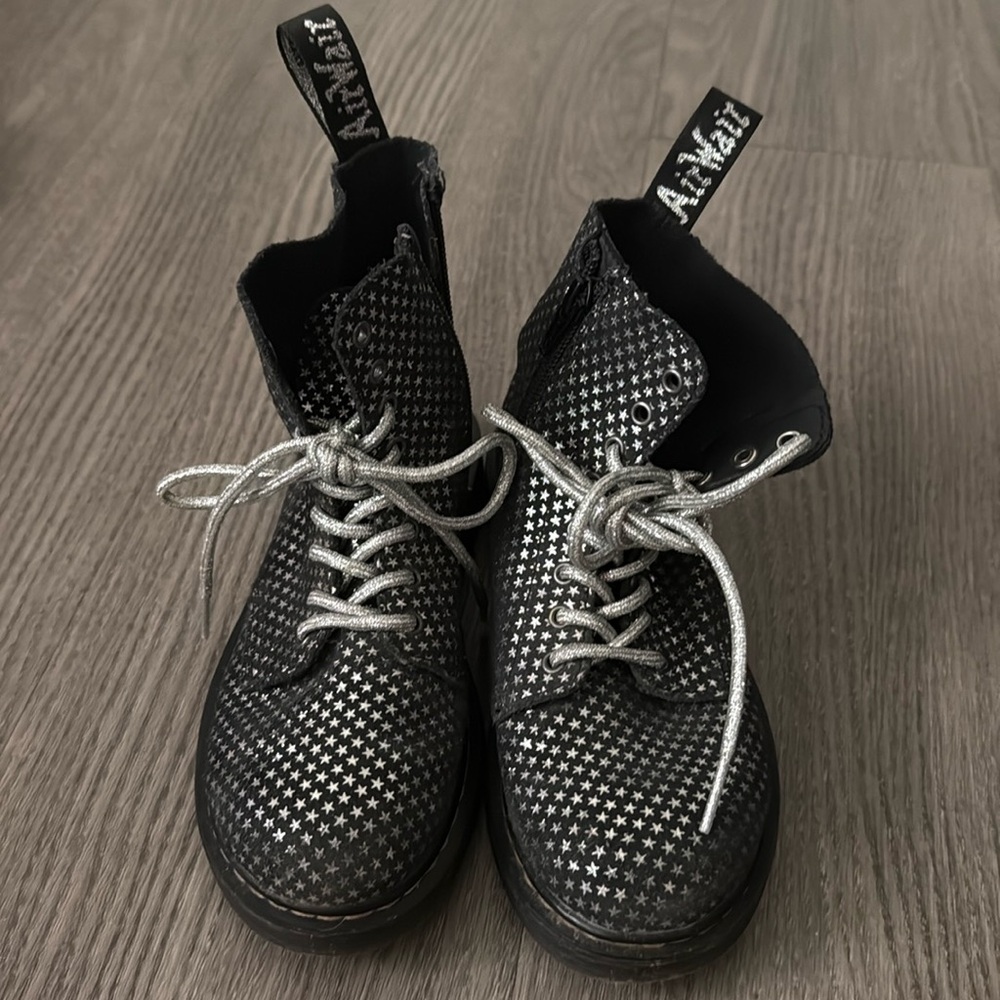 Doc Martens Silver Stars on Black Suede